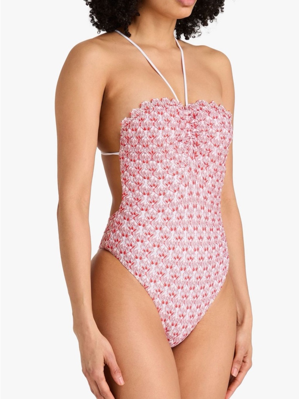 Missoni crochet knit halter one piece swimsuit
